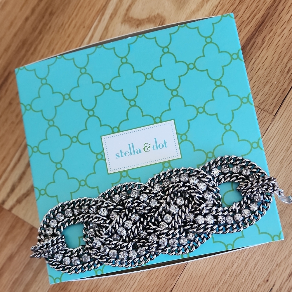 Stella & Dot Silver Woven Statement Bracelet